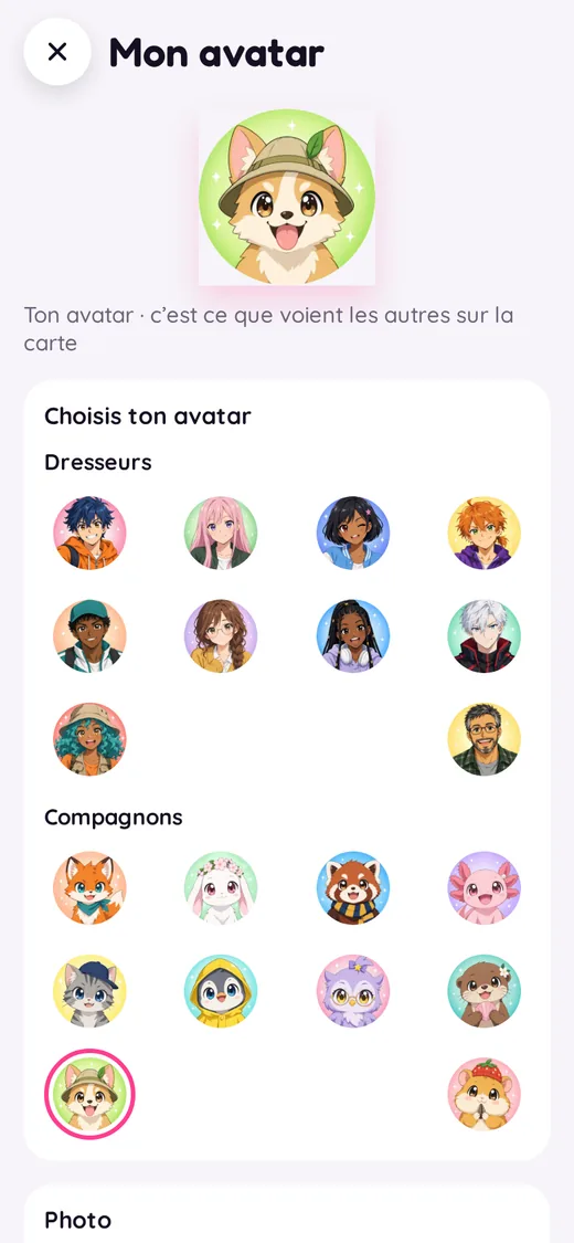 Choisir son avatar : dresseurs et compagnons